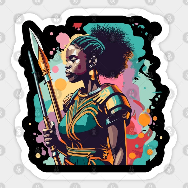 African Woman Warrior Sticker by Graceful Designs